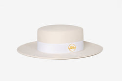 Gidoa White Felt Canotier Hat