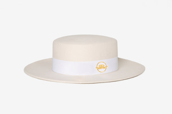 Gidoa White Felt Canotier Hat