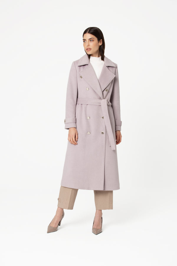 Friona Belted Grey Lilac Wool Coat