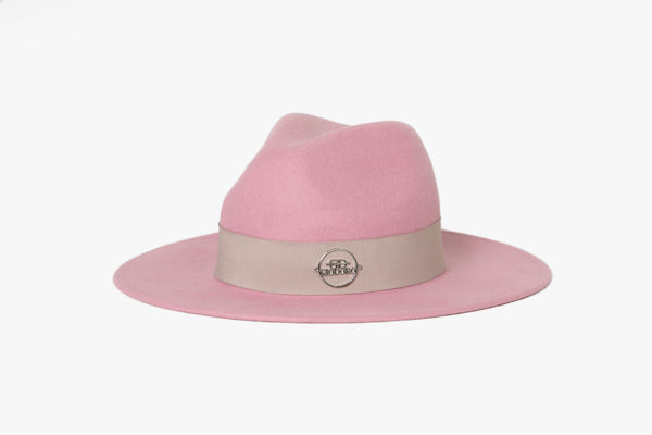 Alvossi Rose Fedora Hat with Grey Ribbon