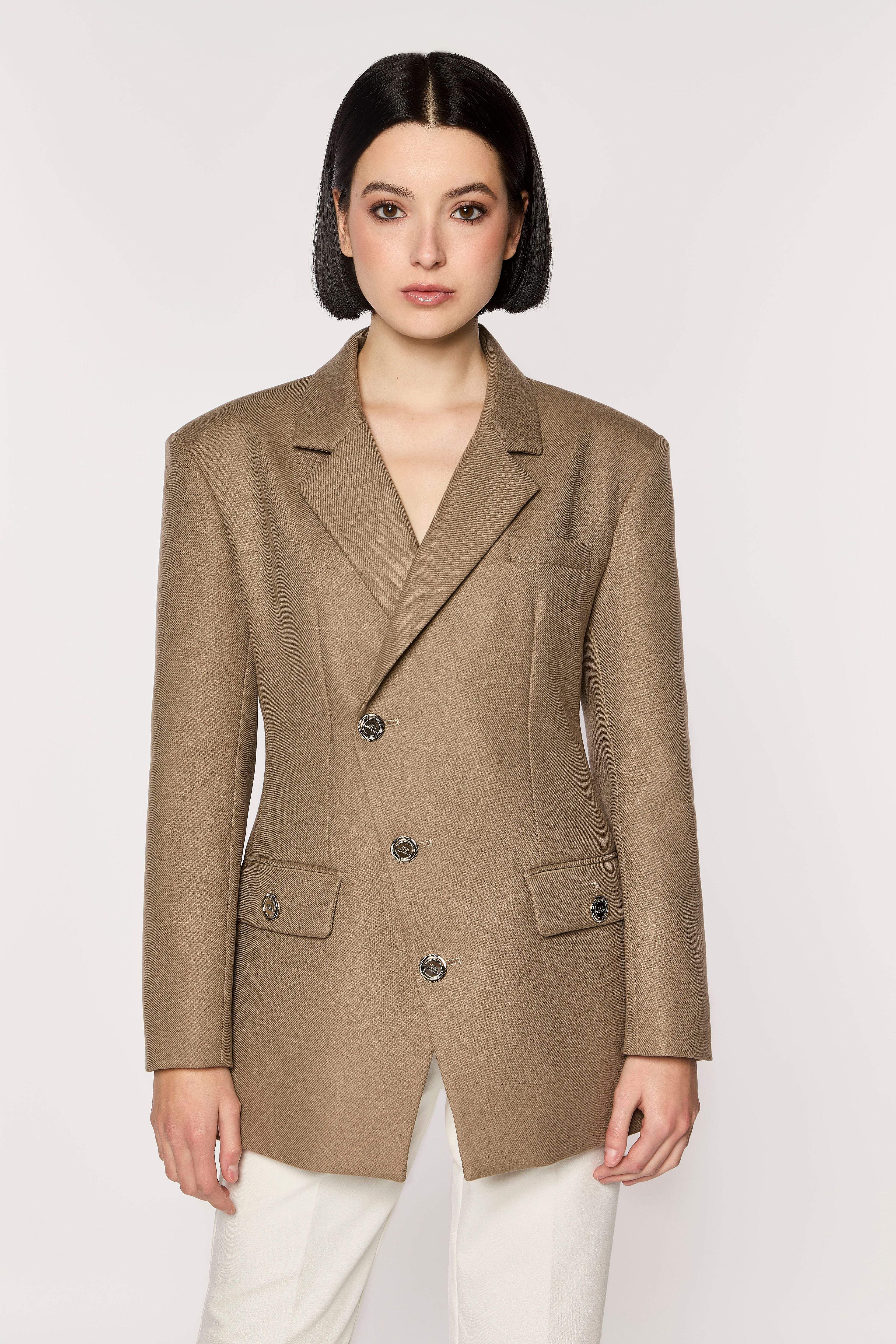 Gianza Taupe Wool Blazer