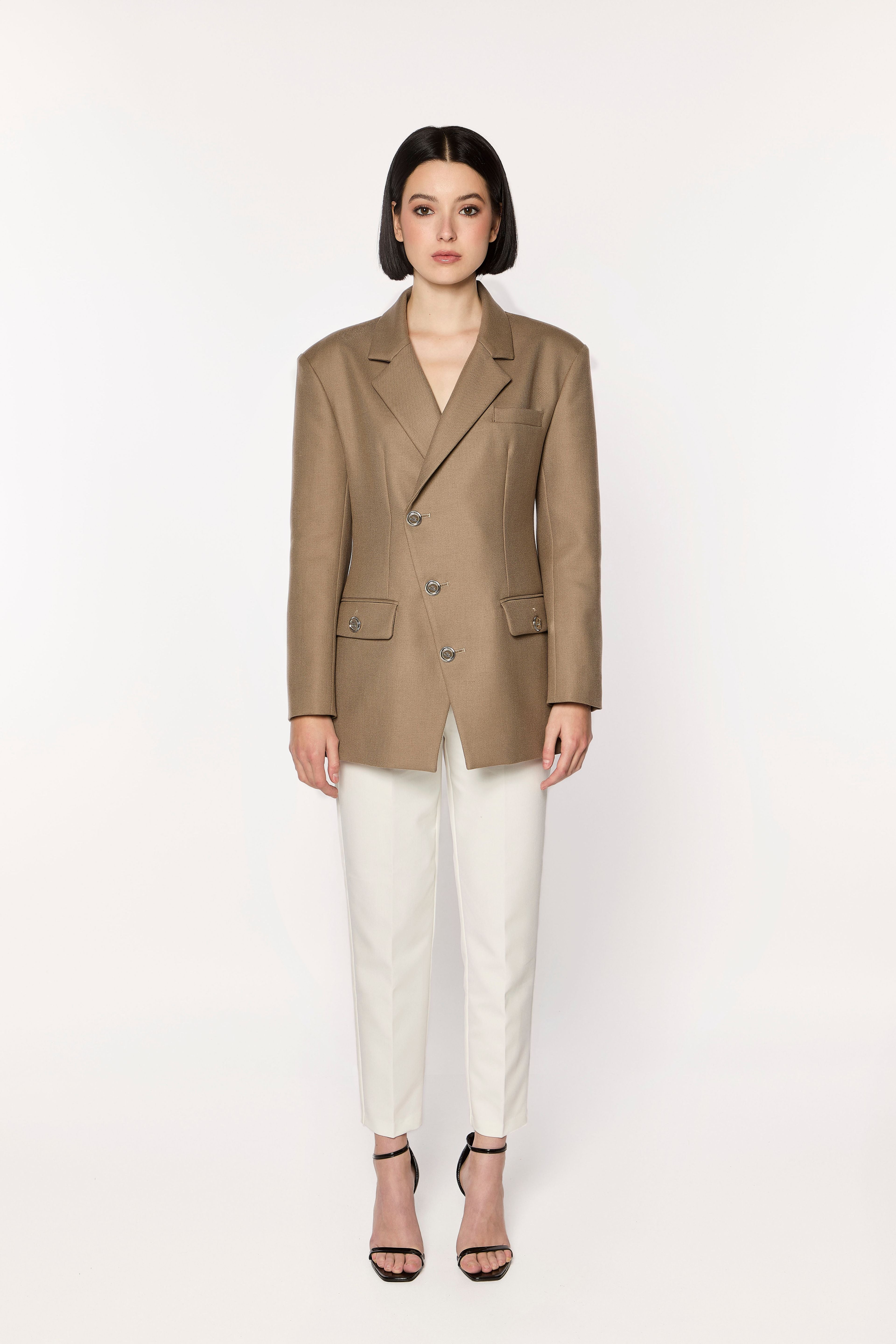 Gianza Taupe Wool Blazer