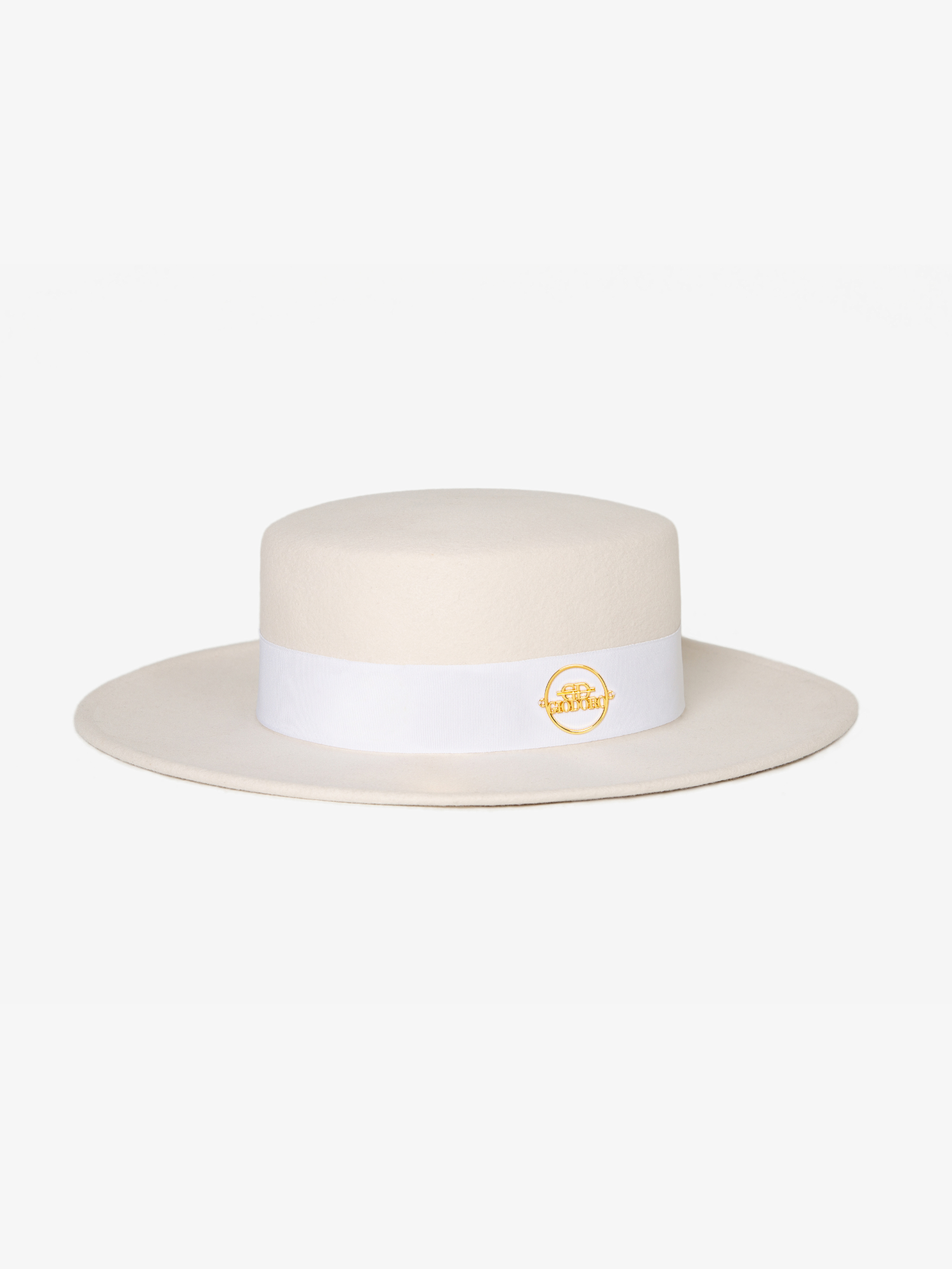 Gidoa White Felt Canotier Hat