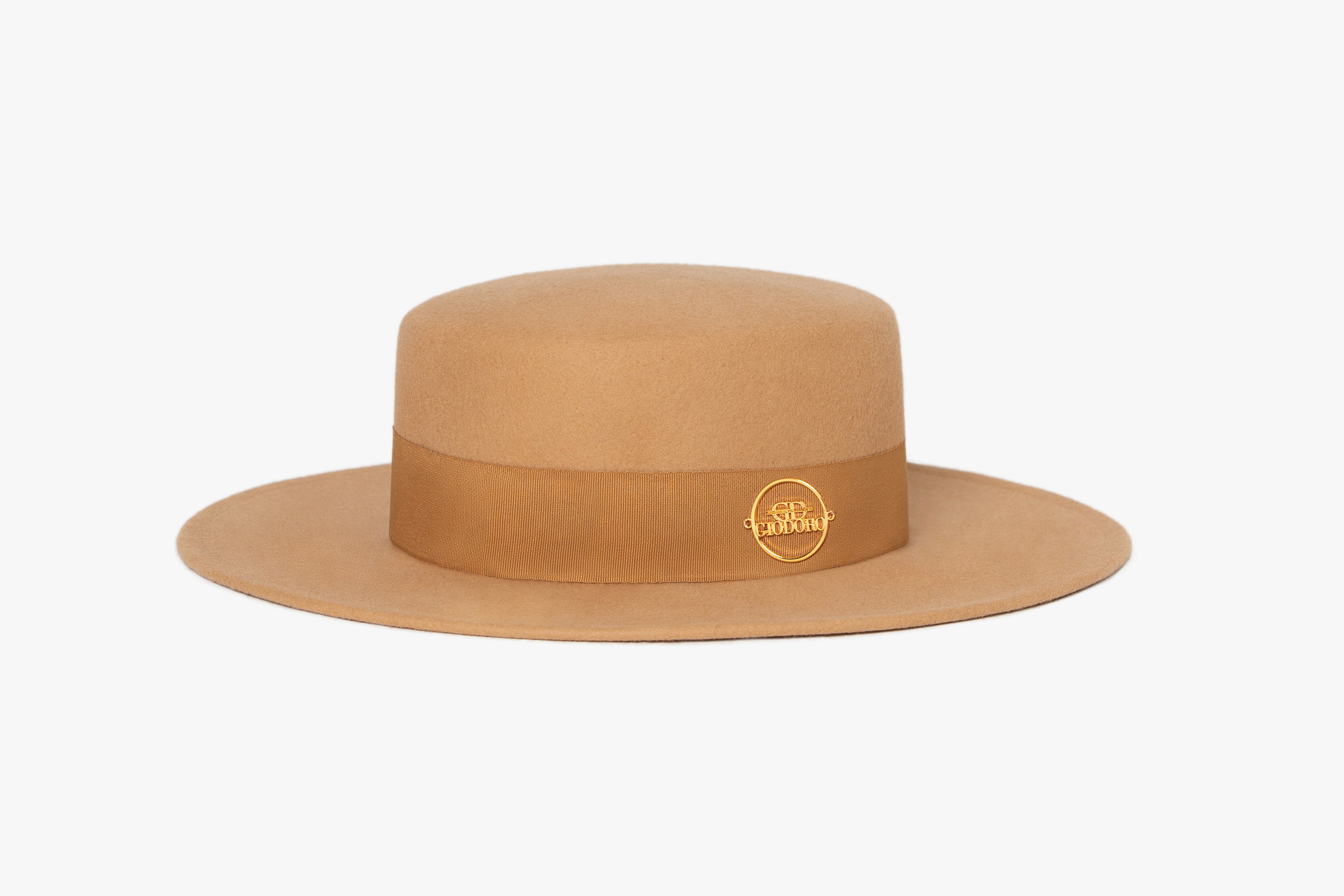 Gidoa Camel Felt Hat with Grosgrain Ribbon