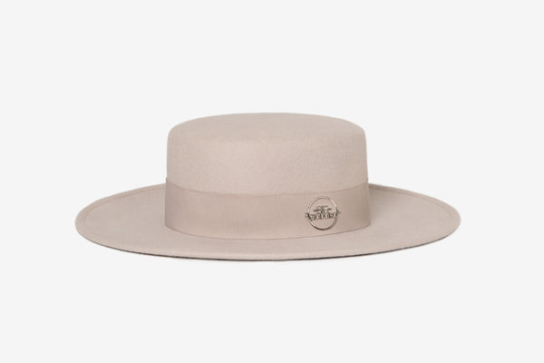 Gidoa Canotier Felt Hat in Grey Color