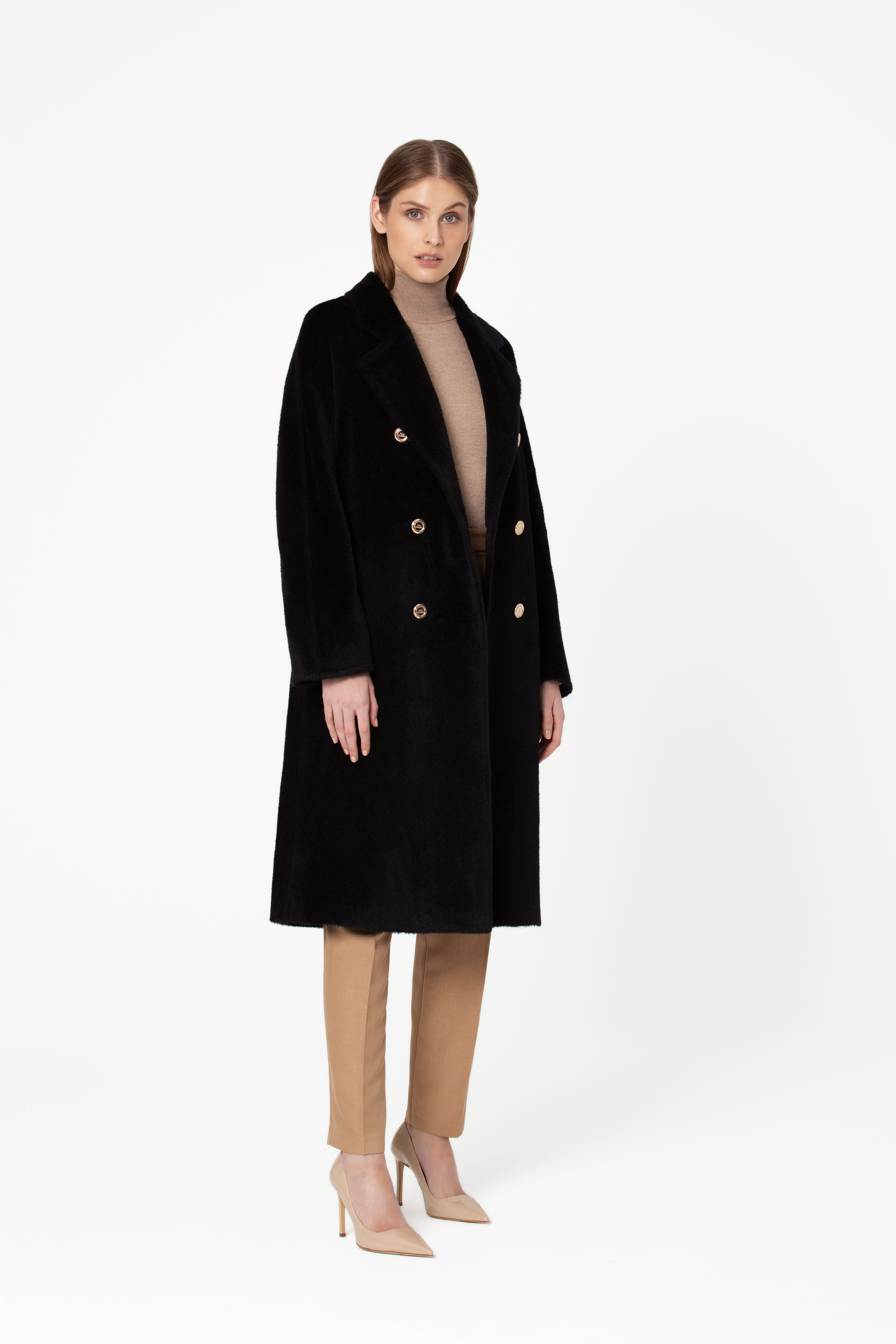 Adioro Black Alpaca Coat