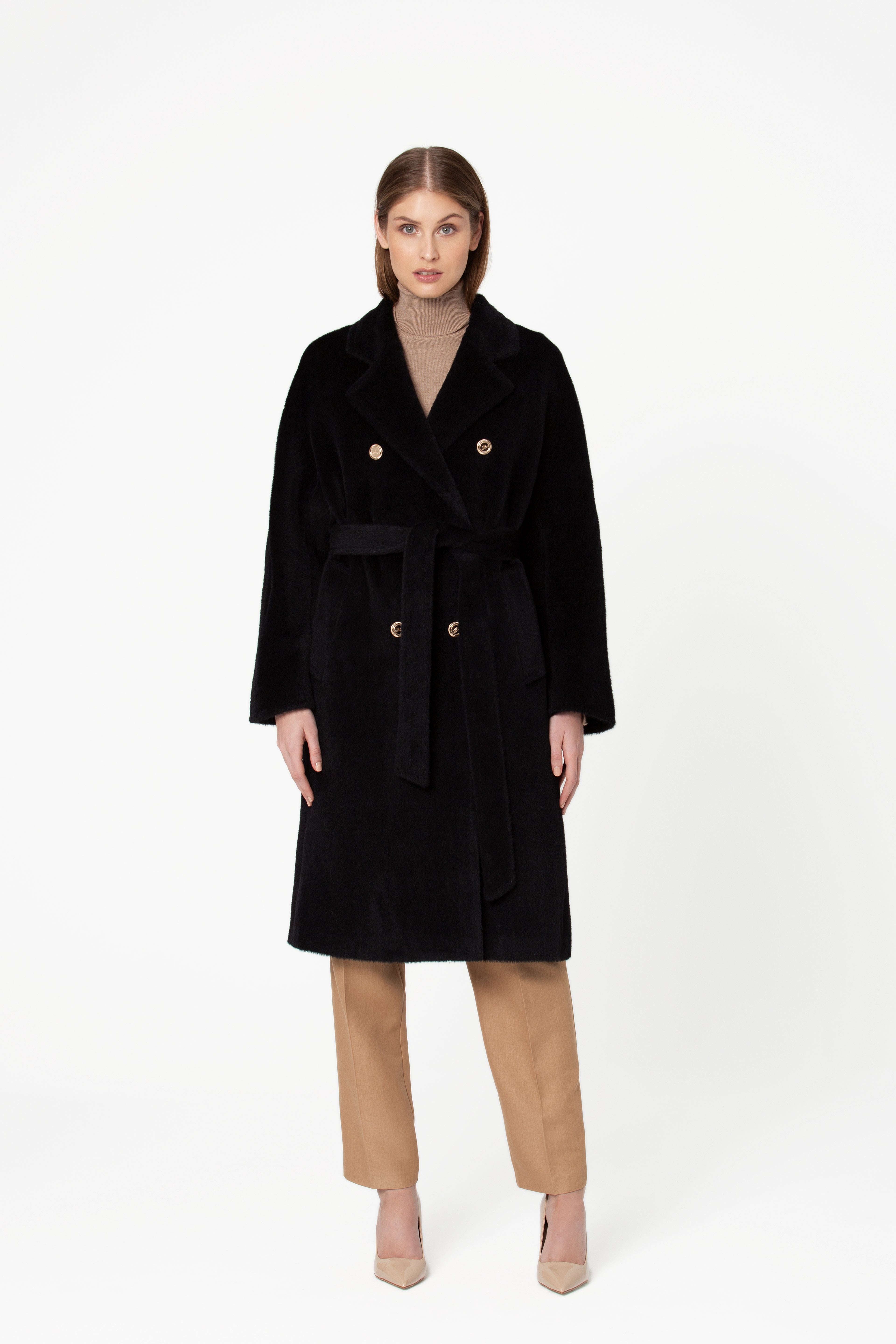 Adioro Black Alpaca Coat