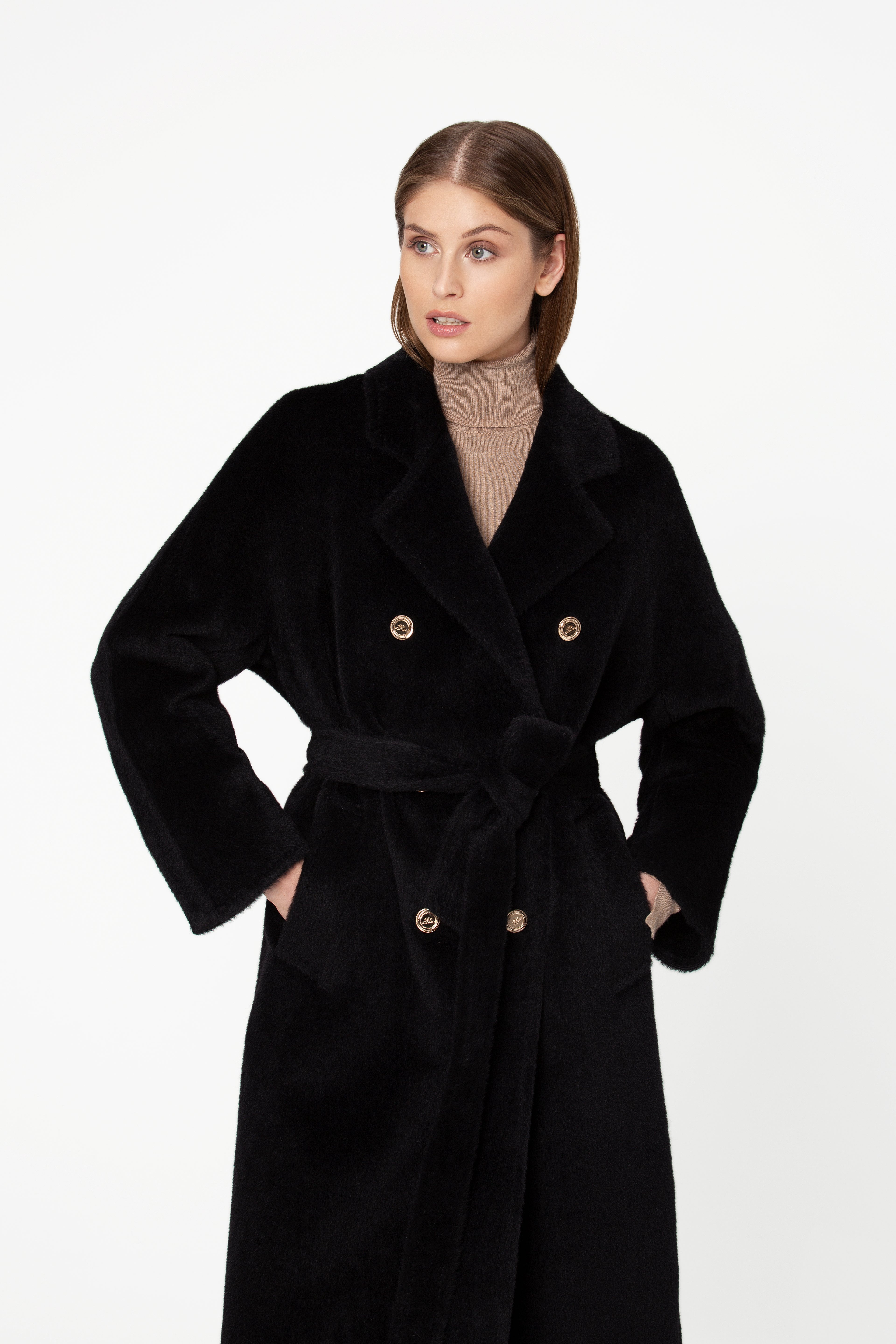 Adioro Black Alpaca Coat