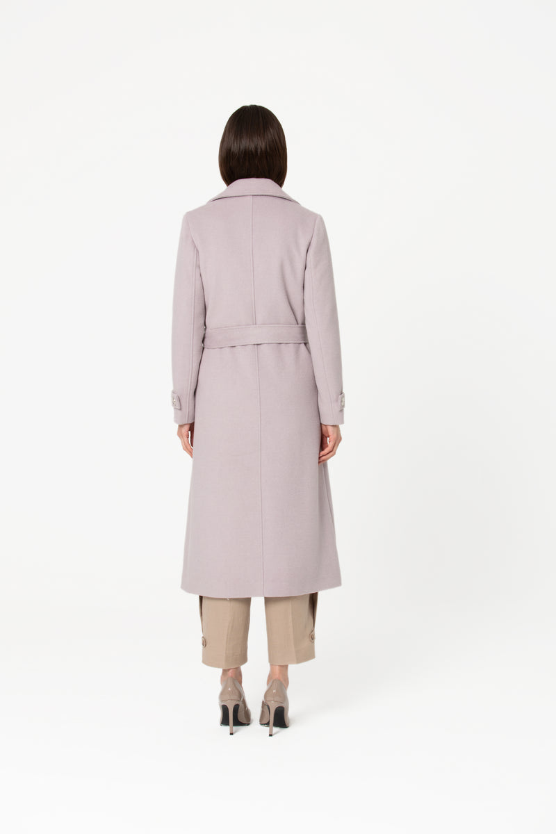Friona Belted Grey Lilac Wool Coat