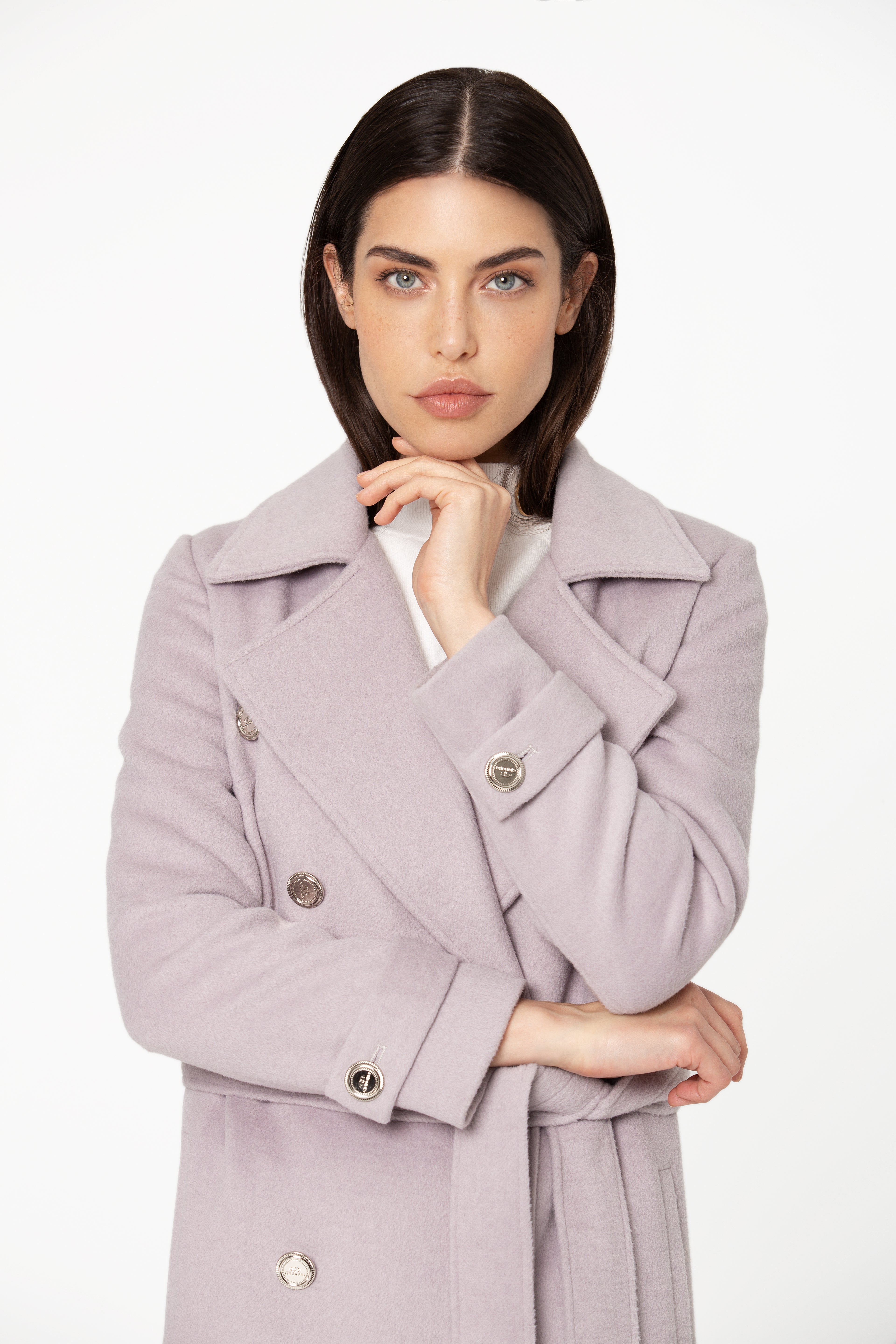 Friona Belted Grey Lilac Wool Coat