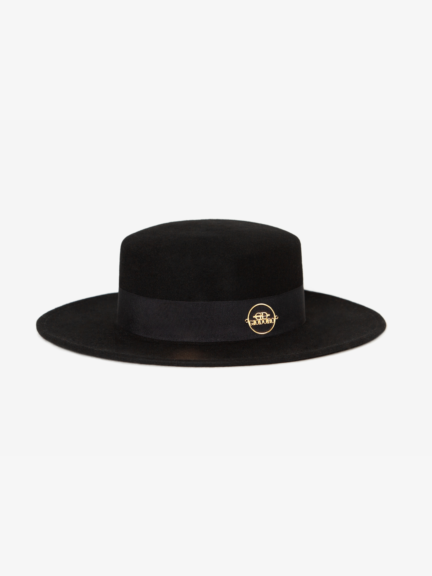Gidoa Black Canotier Hat in Black Color