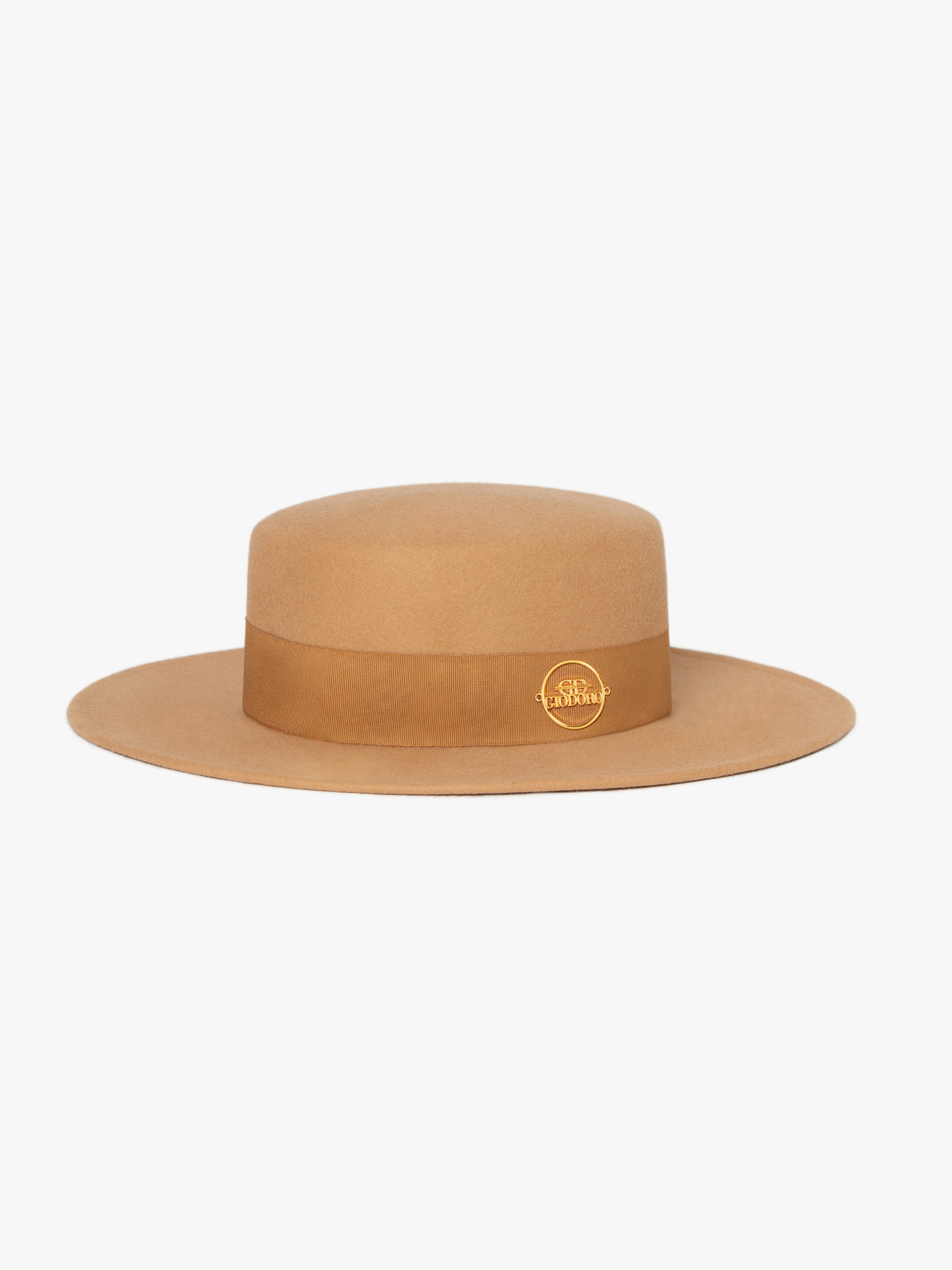 Gidoa Camel Felt Hat with Grosgrain Ribbon